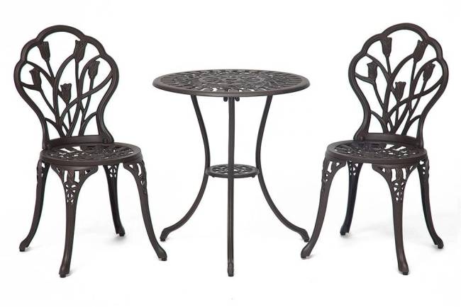 Комплект Secret de Maison Вальс Цветов/Waltz of Flowers (стол+2 стула) алюминиевый сплав, D60/H67, 47х41х86см, бронзовый бронза/bronze алюминиевый сплав