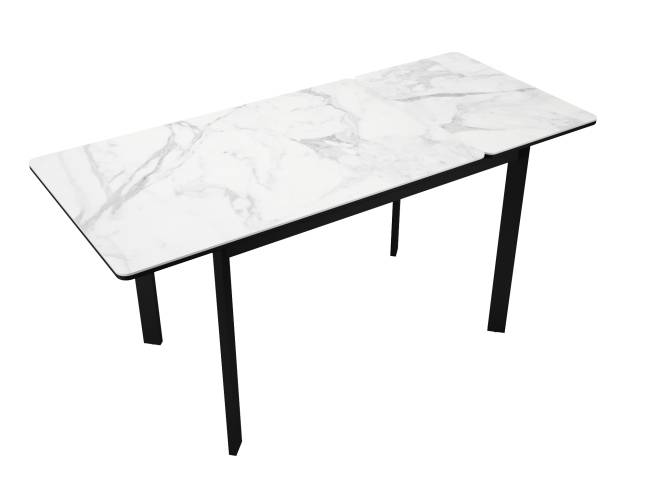 Стол DikLine LK110 Керамика Белый мрамор/подстолье черное/опоры черные Стол DikLine LK110 Керамика Белый мрамор/подстолье черное/опоры черные