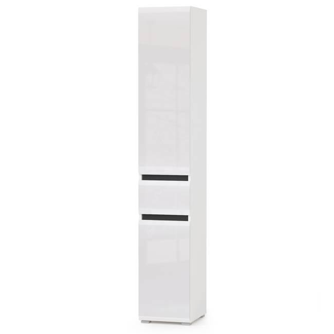 Стенка в гостиную Сидней № 22 цвет белый/чёрный/фасады МДФ белый глянец