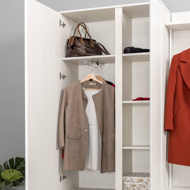 Шкаф для одежды и обувницы с вешалками для верхней одежды Ника цвет ясень анкор светлый Шкаф для одежды и обувницы с вешалками для верхней одежды Ника цвет ясень анкор светлый