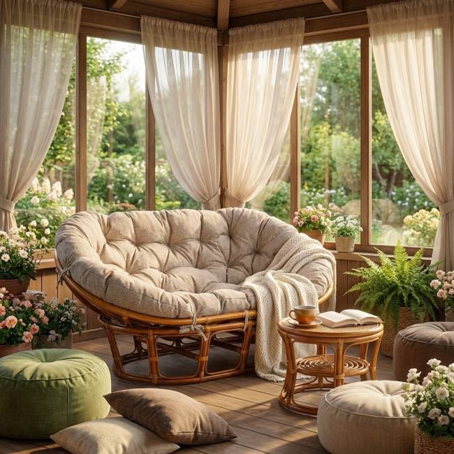 Диван Мамасан/Mamasan (23/02 W) /с подушкой/ 169х102х80см, коньячный, матрац 182х119см, рогожка, меланж Cognac (коньяк)