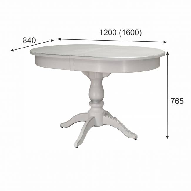 Стол обеденный Тарун 4 раздвижной белый/серебро 120/160*84