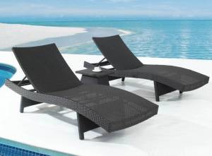 Лежак "Ланта", из искусственного ротанга, коричневый, черный