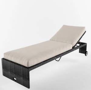 Лежак "Ланта" на колесиках, из искусственного ротанга, коричневый, черный