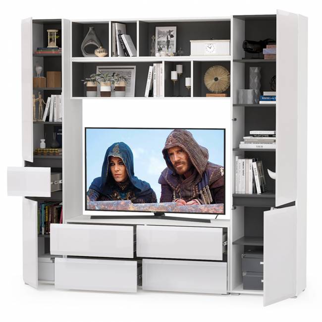 Сидней № 41 цвет белый/чёрный/фасады МДФ белый глянец