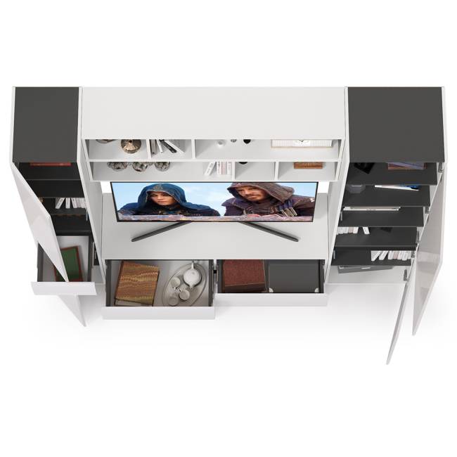 Сидней № 41 цвет белый/чёрный/фасады МДФ белый глянец