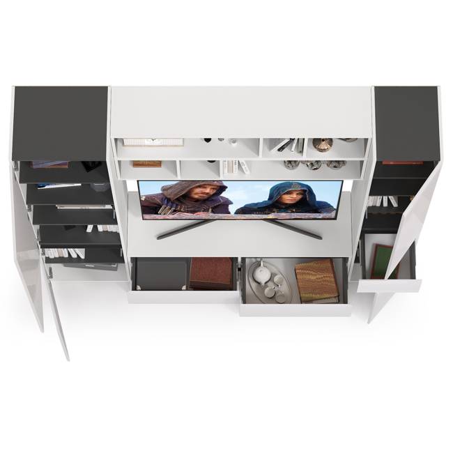 Сидней № 41 цвет белый/чёрный/фасады МДФ белый глянец