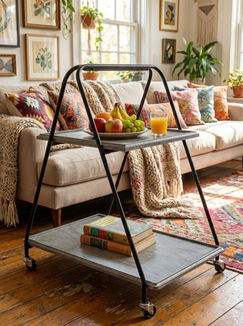 Стол сервировочный Милн черный/серый шпат