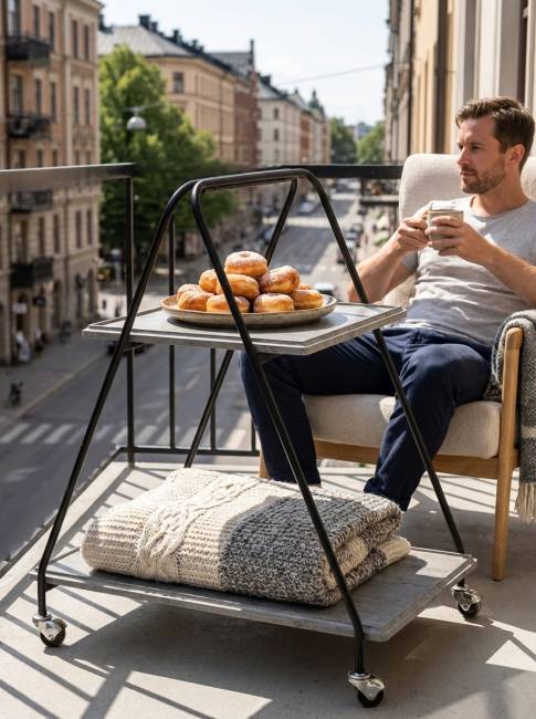 Стол сервировочный Милн черный/серый шпат