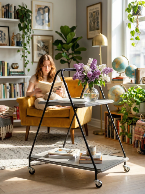 Стол сервировочный Милн черный/серый шпат