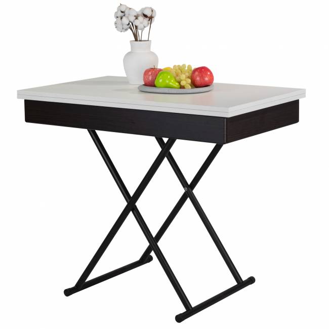 Стол-трансформер Лерон белый/черный