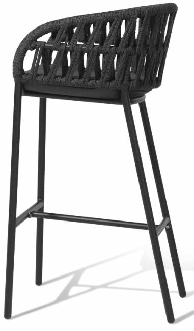 Кресло барное плетеное с подушкой Tahiti черный, темно-серый, черный 560х570х1040 мм Кресло барное плетеное с подушкой Tahiti черный, темно-серый, черный 560х570х1040 мм