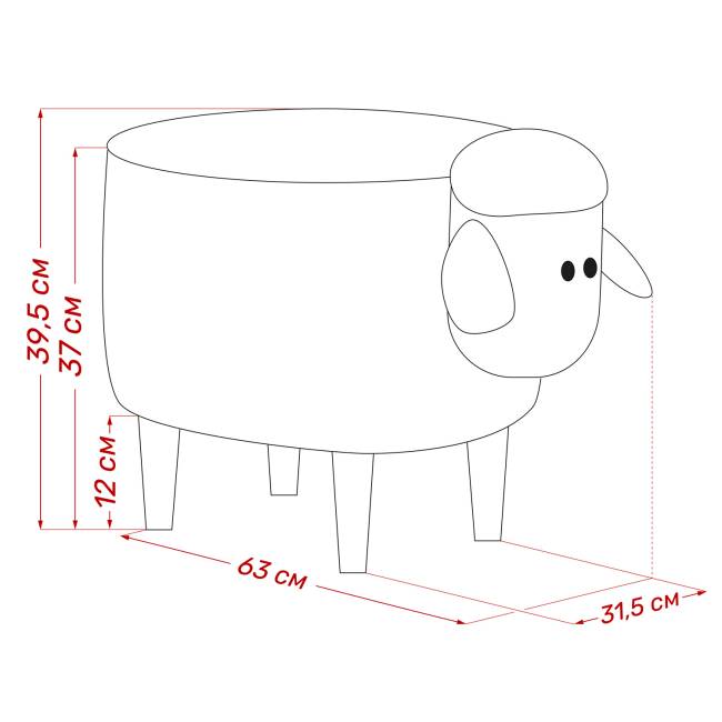 Пуф Leset Овечка Молочный, компаньон серый Бук
