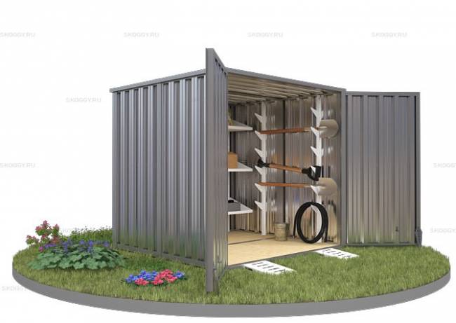 Хозблок SKOGGY секционный с плоской крышей 2 х 2 м, цинковый