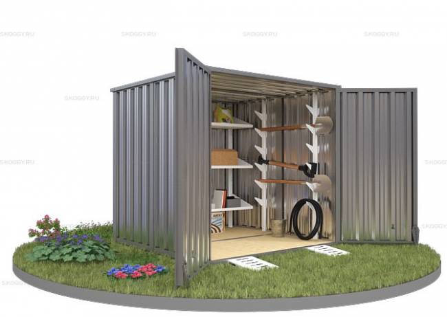 Хозблок SKOGGY секционный с плоской крышей 2 х 2 м, цинковый