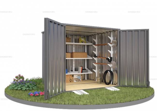 Хозблок SKOGGY секционный с плоской крышей 2 х 2 м, цинковый