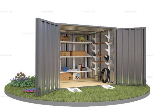 Хозблок SKOGGY секционный с плоской крышей 2 х 2 м, цинковый