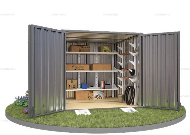 Хозблок SKOGGY секционный с плоской крышей 2 х 2 м, цинковый