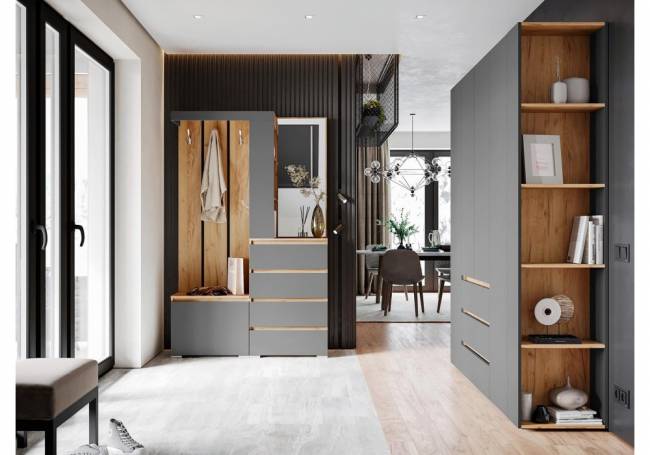 Элла ШК 05 серый графит 0162 / дуб крафт золото