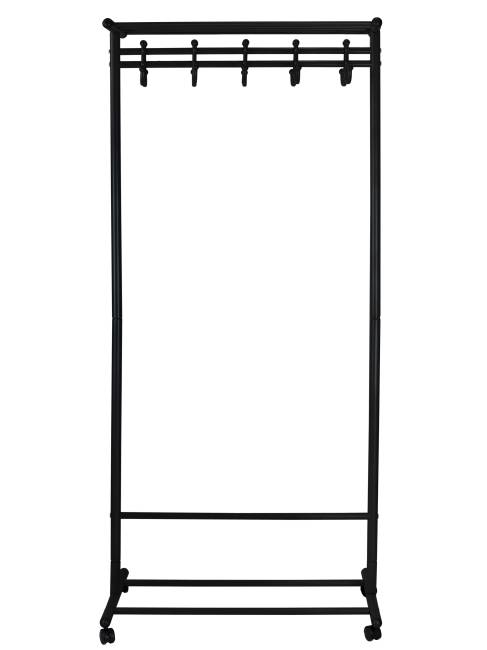 Вешалка напольная на колесах М 9 чёрный с крючками