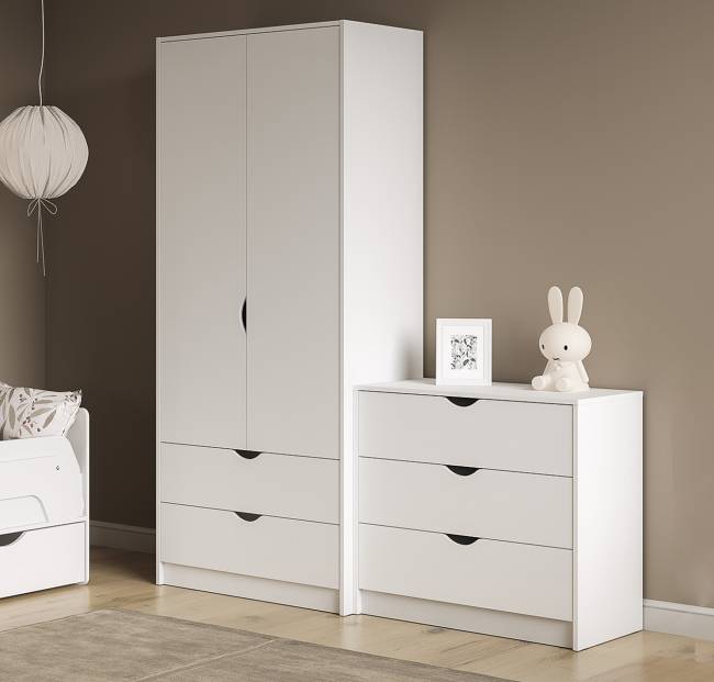 Детский шкаф для одежды с комодом Уна цвет белый