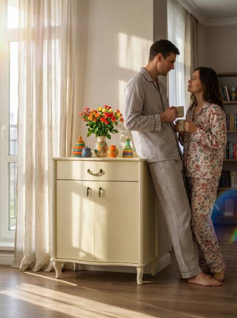 Комод Джульетта с распашными дверцами, дуб шампань Л