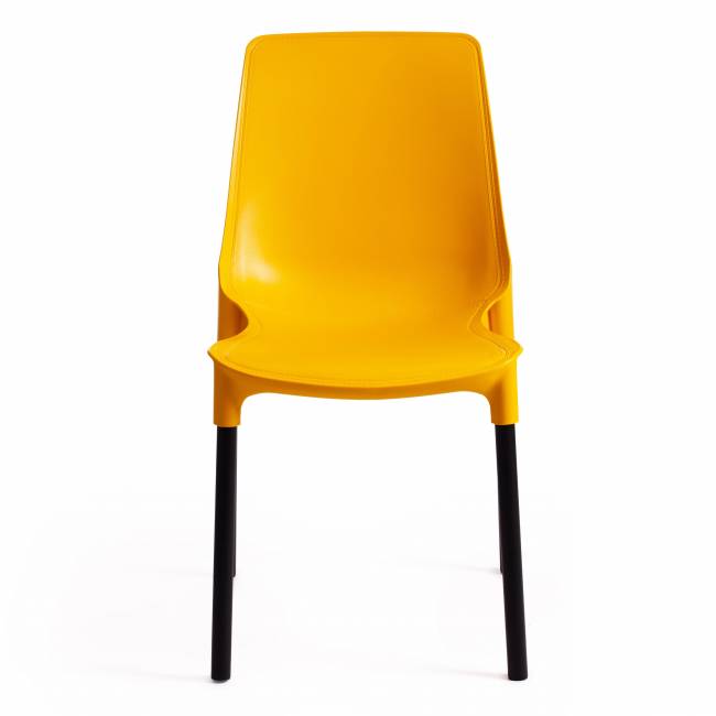Стул GENIUS (mod 75) металл/пластик, 46x56x84cм, желтый/черные ножки (Комплект из 4 шт.) желтый металл/пластик