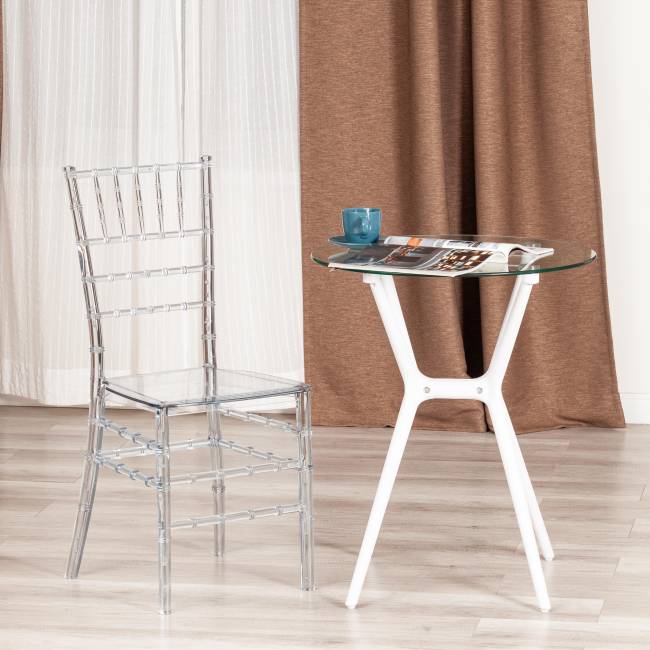 Стул CHAVARI (mod. 101) пластик, 40.5 х 49 х 88.5 см, Transparent (Прозрачный)  (Комплект из 2 шт.) прозрачный пластик