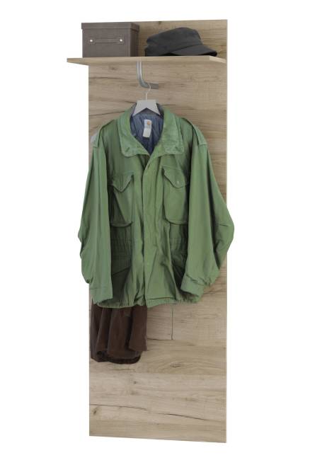 Тумбы для обуви с вешалками для верхней одежды Лайн цвет дуб крафт серый/фасады МДФ белый глянец