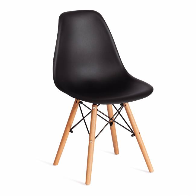 Стул CINDY (EAMES) (mod. 1801) дерево бук/металл/сиденье пластик, 45x51x82 см, Black (черный) (Комплект из 4 шт.) Black (черный) дерево бук/металл/сиденье пластик