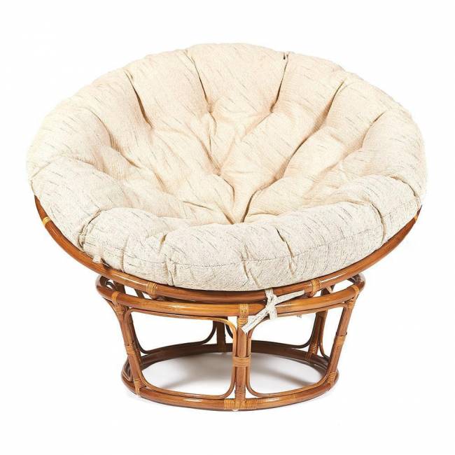 Кресло PAPASAN/ПАПАСАН 23/01 W  /с подушкой/ диаметр подушки 129 см, 115х101х104 см, Pecan (орех), ткань Старт Pecan (орех)
