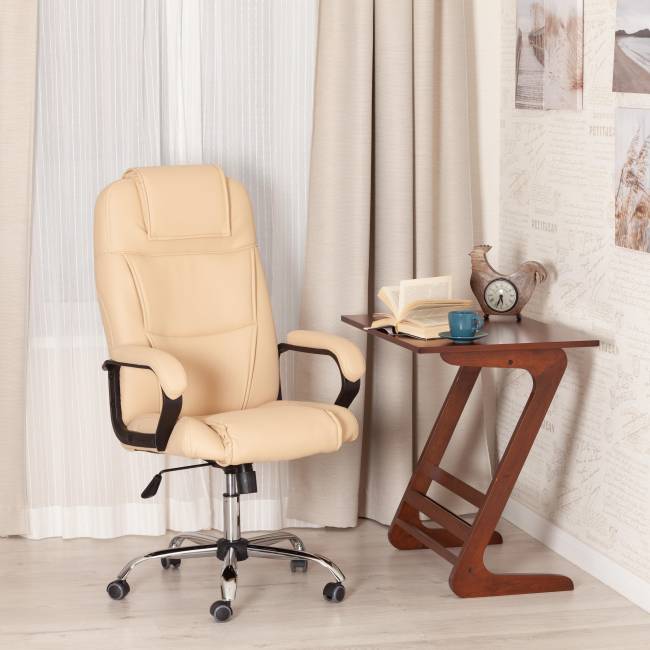 Кресло BERGAMO хром (22) кож/зам, бежевый, 36-34 бежевый кож/зам