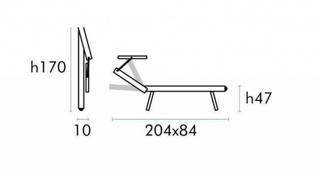 Шезлонг-лежак металлический Big серебристый 2040х840х470 мм