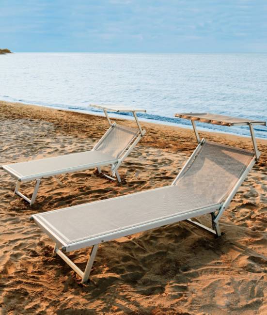 Шезлонг-лежак металлический Big серебристый 2040х840х470 мм