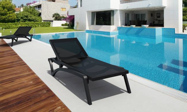 Шезлонг-лежак пластиковый Pacific черный 1930х680х350 мм Шезлонг-лежак пластиковый Pacific черный 1930х680х350 мм