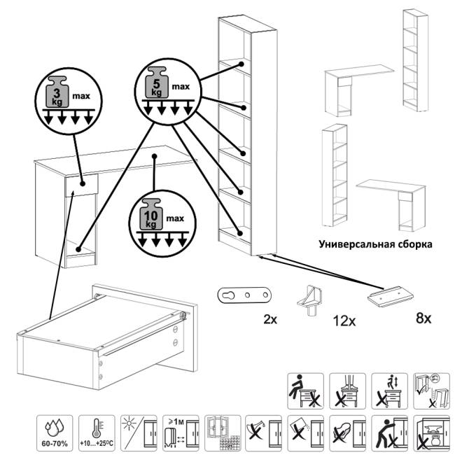Компьютерный стол со стеллажом открытым Лайт 10.01 цвет плэйн Компьютерный стол со стеллажом открытым Лайт 10.01 цвет плэйн