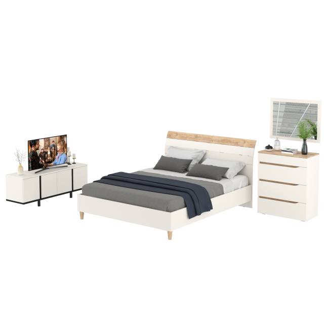 Мебель для спальни Муссон 1600 с тумбой для аппаратуры 13.276 цвет белый/чёрный/дуб эндгрейн элегантный Мебель для спальни Муссон 1600 с тумбой для аппаратуры 13.276 цвет белый/чёрный/дуб эндгрейн элегантный