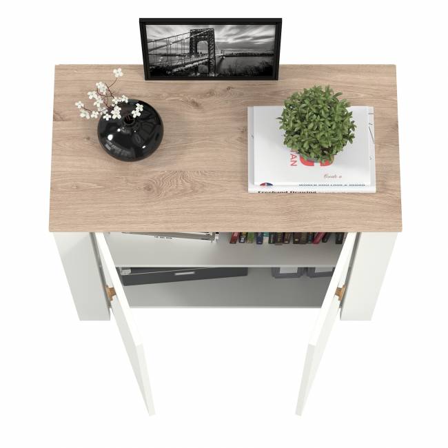 Тумба с дверками Джастин 16.228.02 цвет белый шагрень/дуб белый эксклюзив