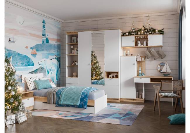 Компьютерный стол Джидда 1500 белый / дуб делано