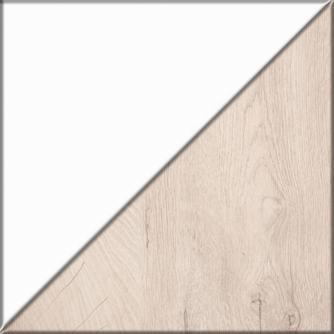 Двуспальная кровать на 1600 Муссон 11.41 с основанием и столиком с зеркалом цвет белый/дуб эндгрейн элегантный