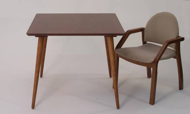 Стол Монте М 100 орех со стульями Джуно орех велюр бежевый