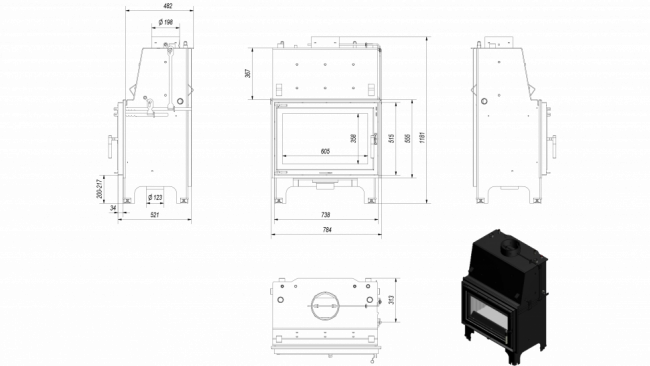 Топка с водяным контуром AQUARIO/O/12/PW/W