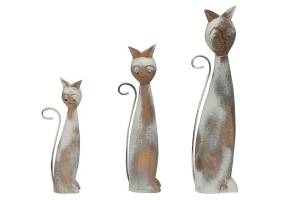 Декор Secret de Maison Кэтс/Cats набор из 3 штук (мод. M-11464) массив манго, 12х8х52/9х8х42/7х6х32см, натуральный/белый натуральный/white wash дерево манго